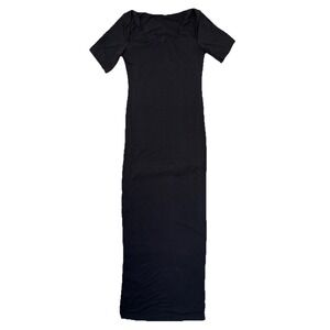 Shapellx Cozy Ribbed Shoulder Cut-Out Shaping Dress L‎ Black *cut off sleeves